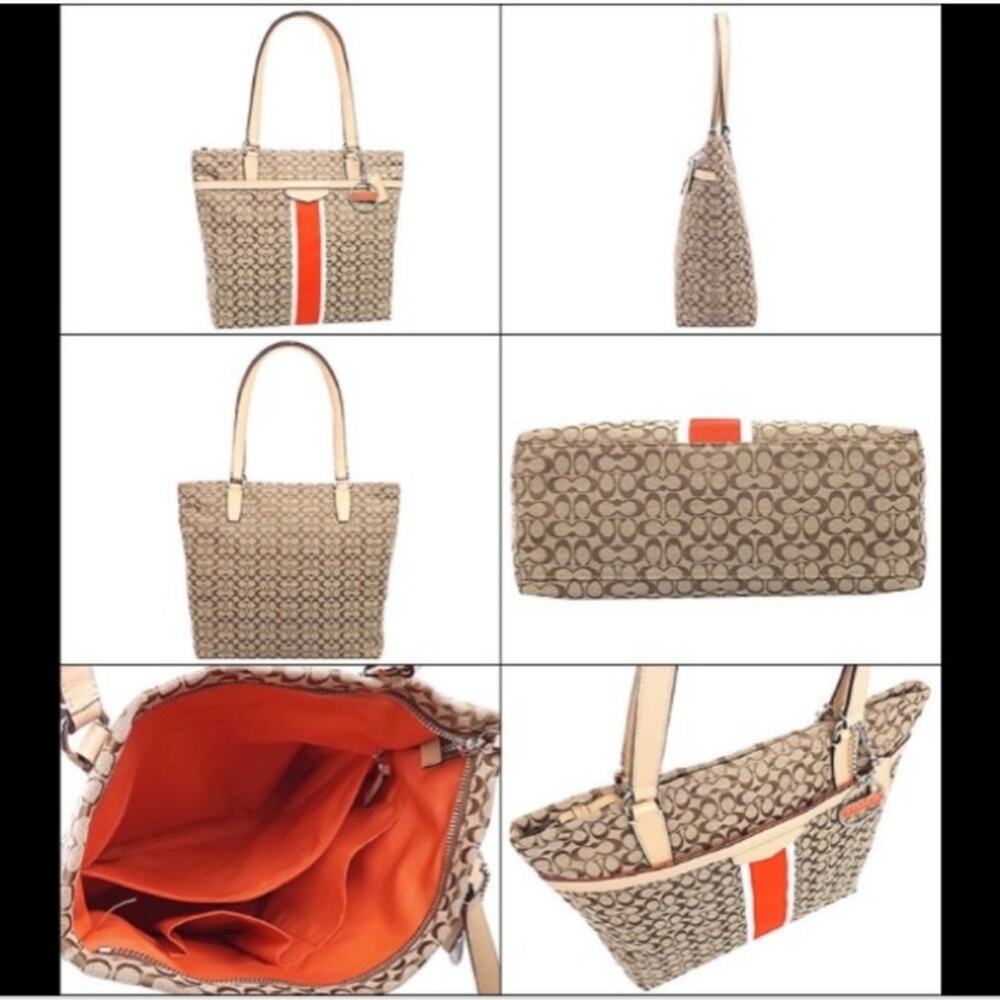 Coach Brown and Orange Signature Tote Bag - Picture 10 of 11